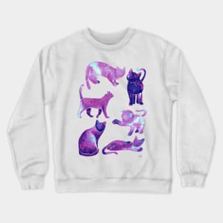 Galaxy Cats Pattern - Pink & Purple Crewneck Sweatshirt